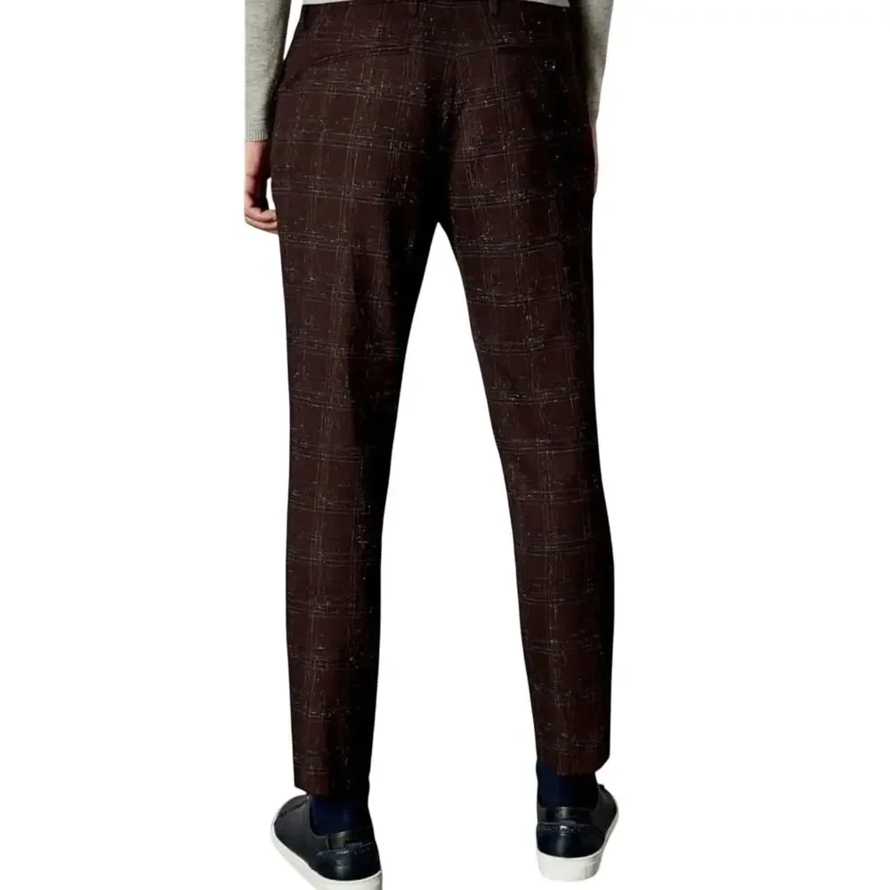 Ted Baker Men's Ddarto‎ Boucle Classic Fit Trousers Brown Pattern 36R